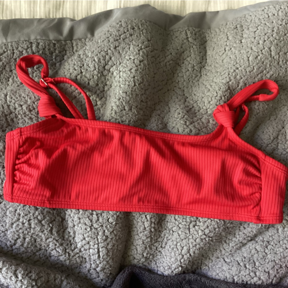 Red ribbed swim top, M, target